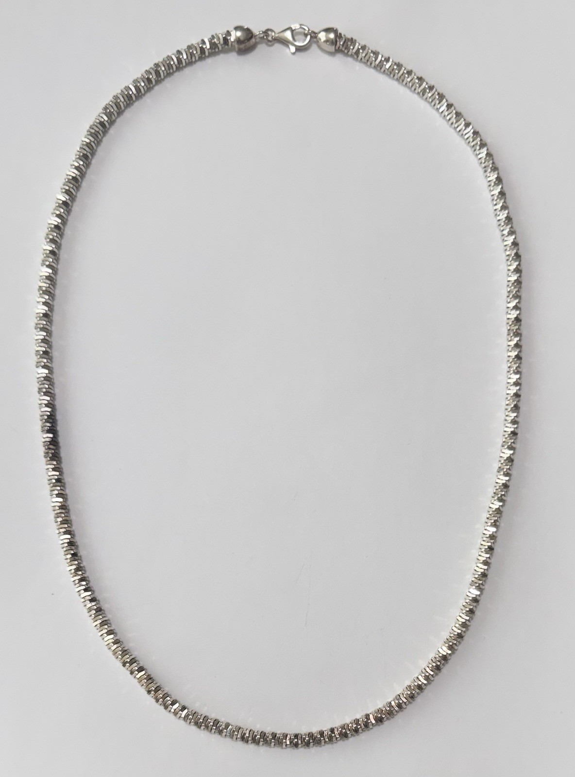 Milor Italy Sterling Silver Shimmery Stacked Square Link Chain Necklace 24” 40g