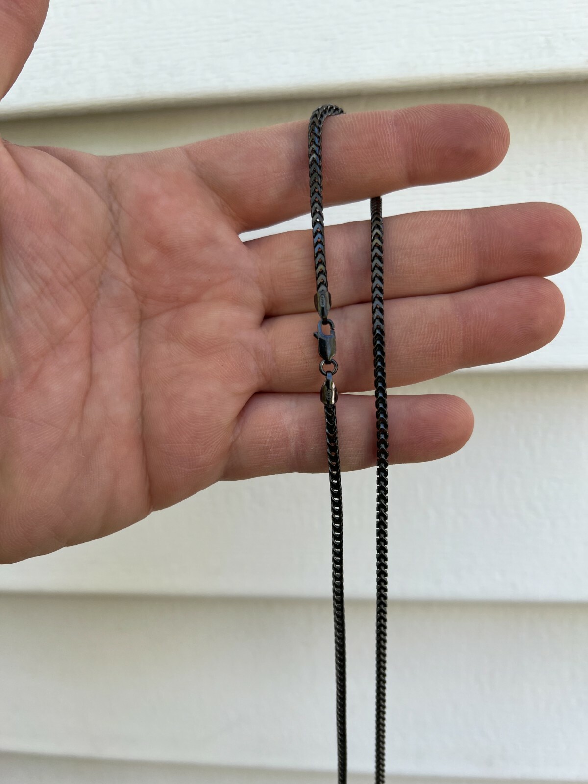 Franco Chain 2.5mm Necklace Black Oxidized Rhodium Over Real 925 Sterling Silver