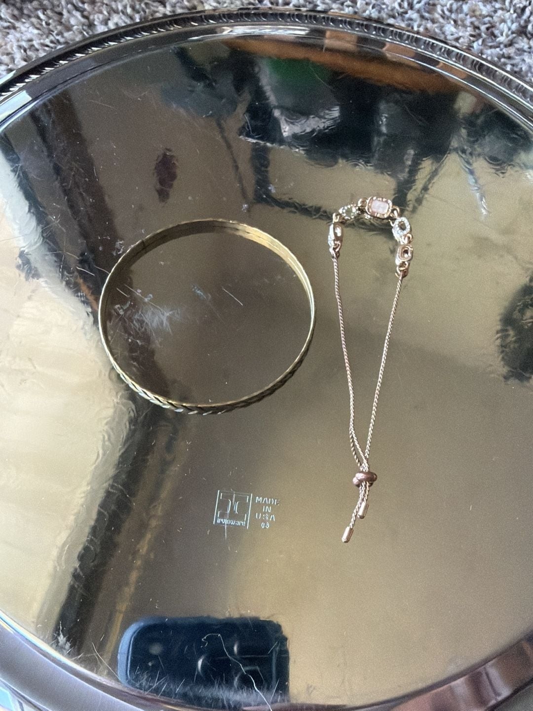 Rose Gold Tone Adjustable Link + vintage brass bangle values~80$