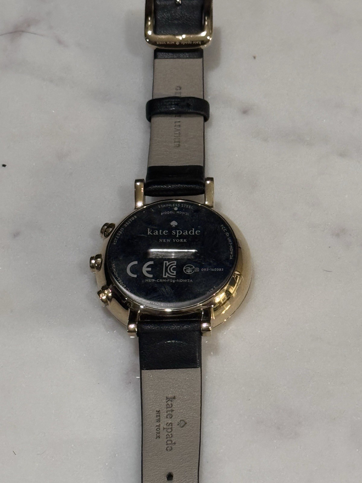 Kate Spade KST23208 Monterey Hooray Hybrid Smartwatch Gold Black Leather 38mm