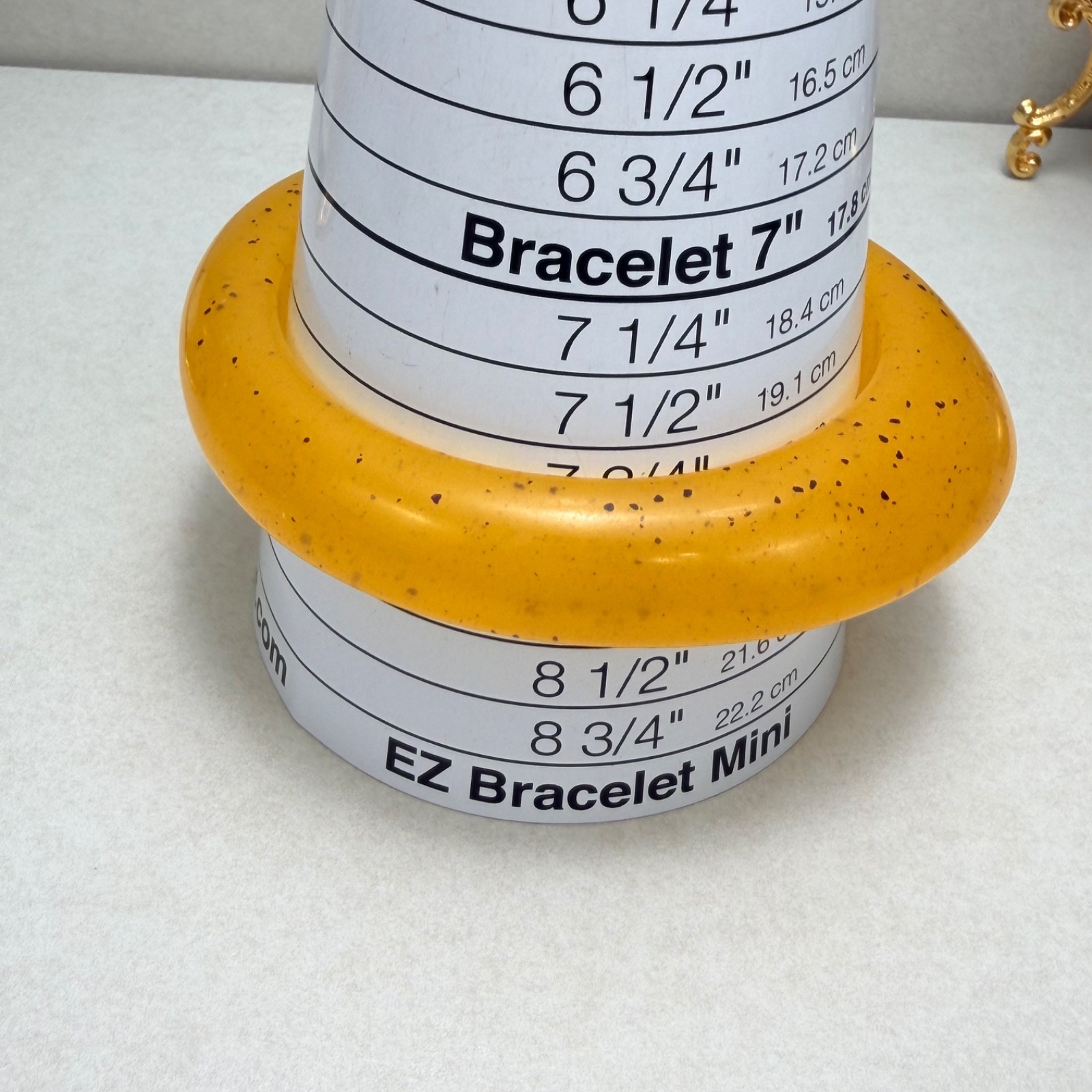 Vintage Asymmetrical Style Mustard Lucite Bangle Bracelet 8.25 In