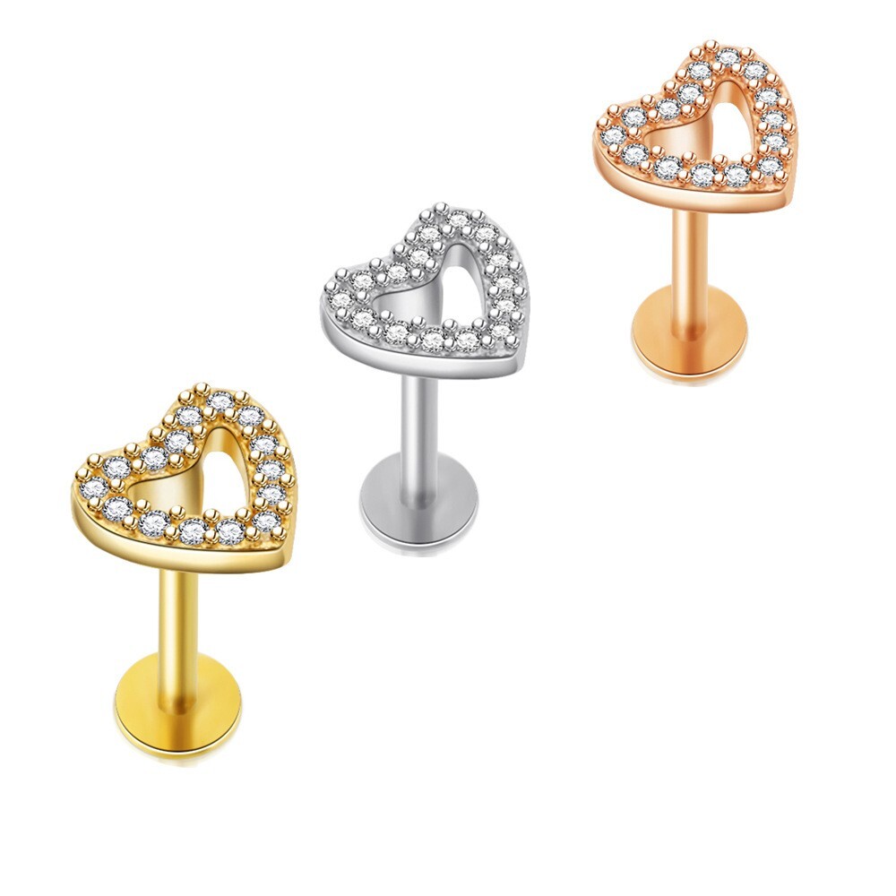 Industrial Scaffold Bar Ear Lip Piercing Heart Barbell Stianless Steel Tragus