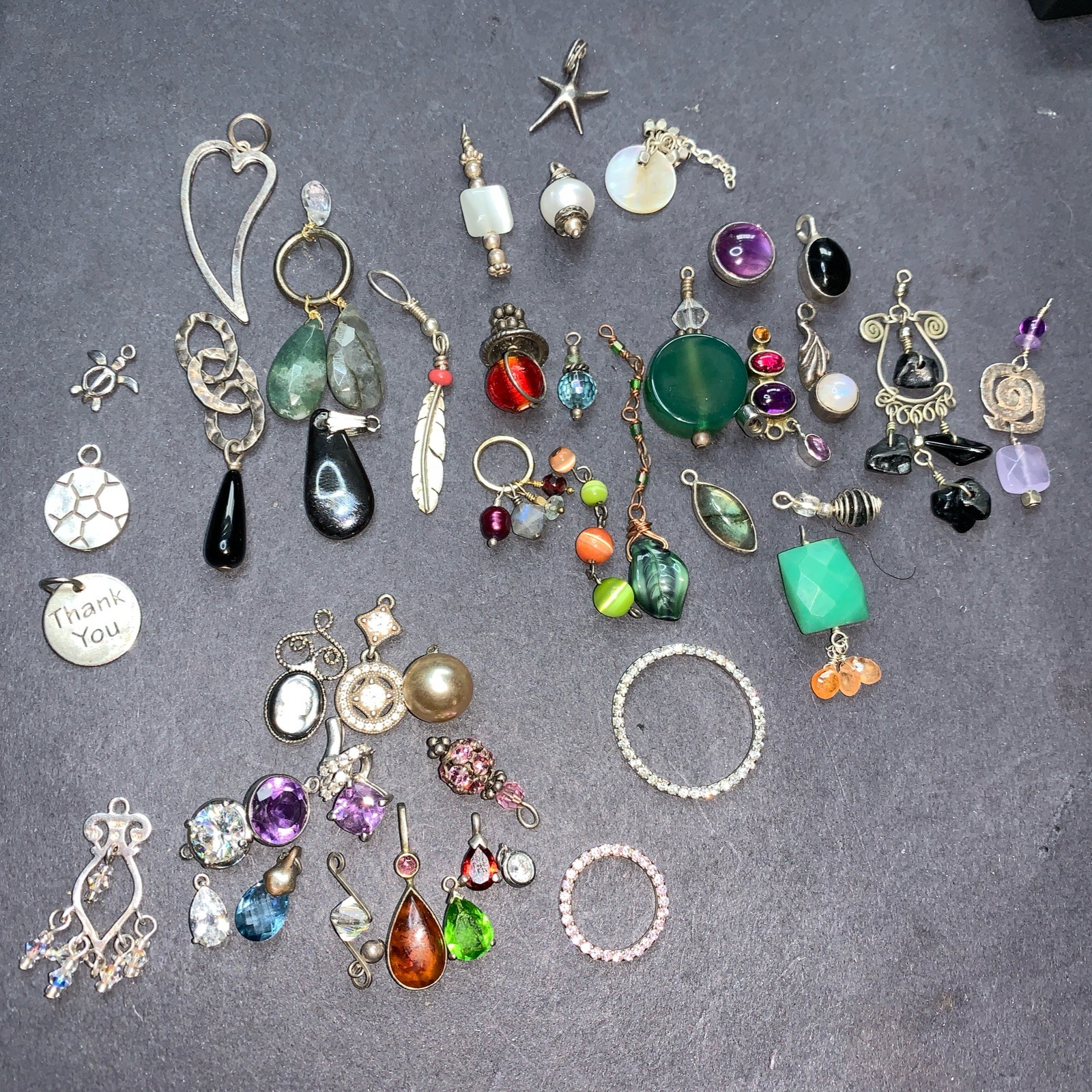 STERLING SILVER 925 Lot Necklace Pendant SS40 Charms Boho Crystal Navajo 42