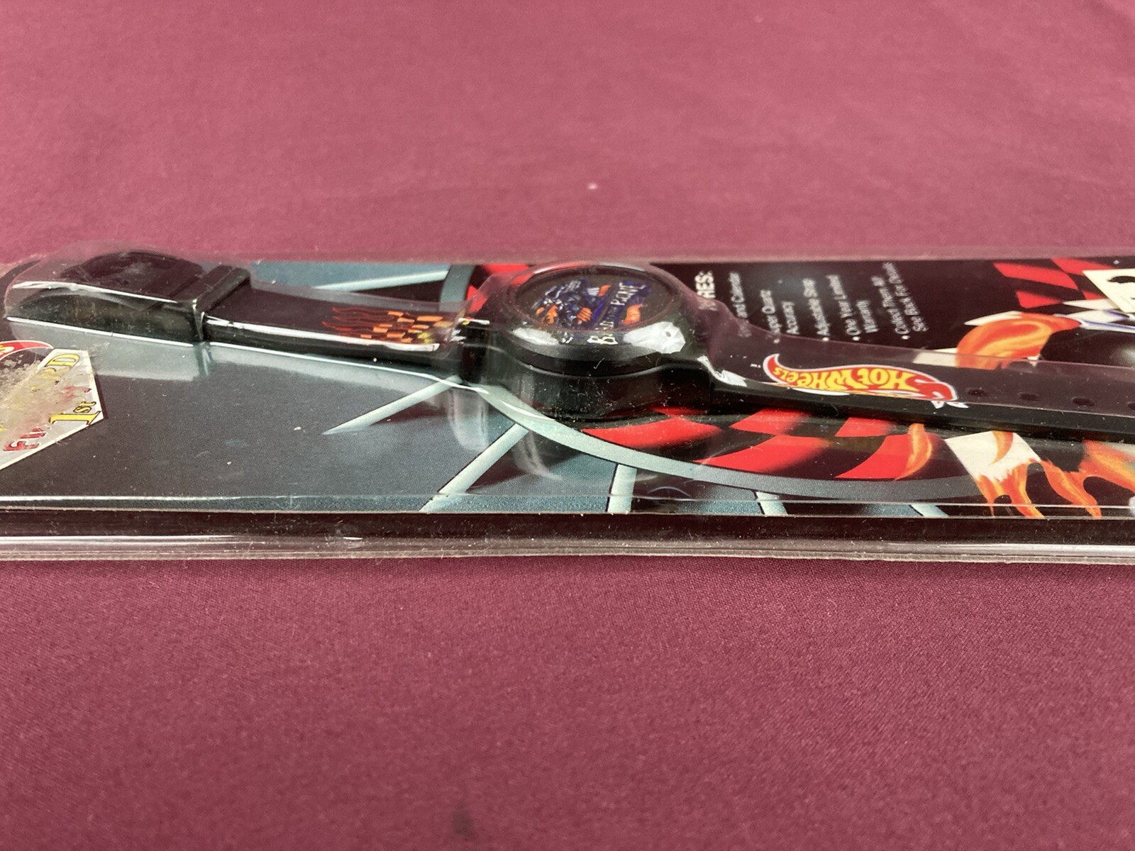 Vintage Hot Wheels Race Hard Digital Wrist Watch Red Flame Band NIB