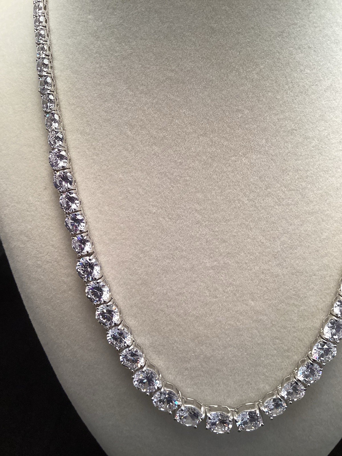 Fuzion Creations 925 Sterling White Quartz Tennis 3-8mm Graduated Necklace 18”