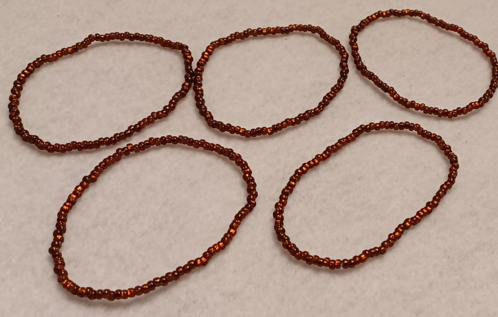 Dark Brown Transparent 5 Piece Set Beaded Stretch Czech Seed Bead Bracelets NEW