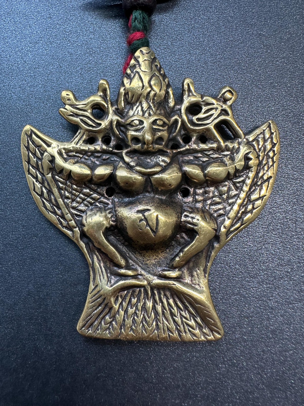 Nepal Tibet Buddhist Brass Garuda Suparna Talisman Pendant, Handmade Protection