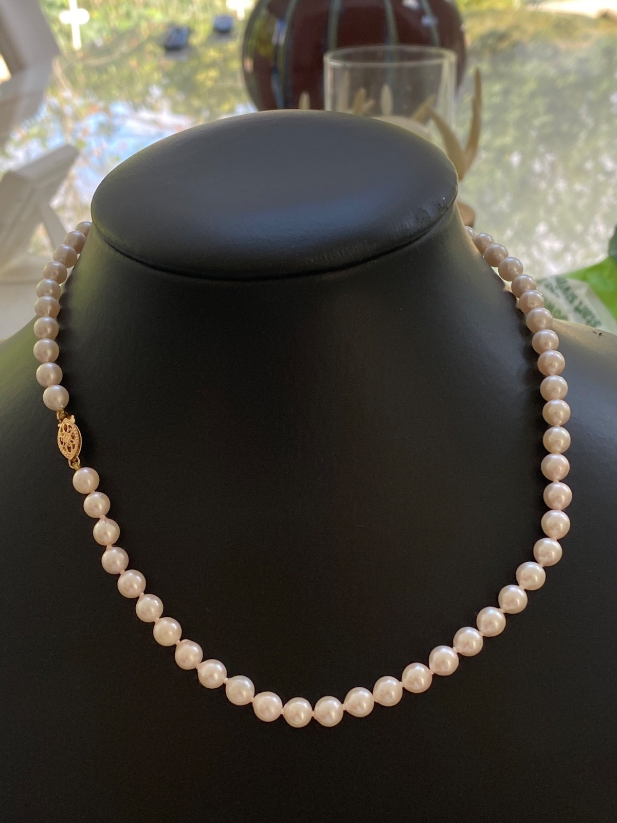 Exquisite Natural Pearl Necklace with 14k Gold Clasp 46 cm Long Perfect Gift