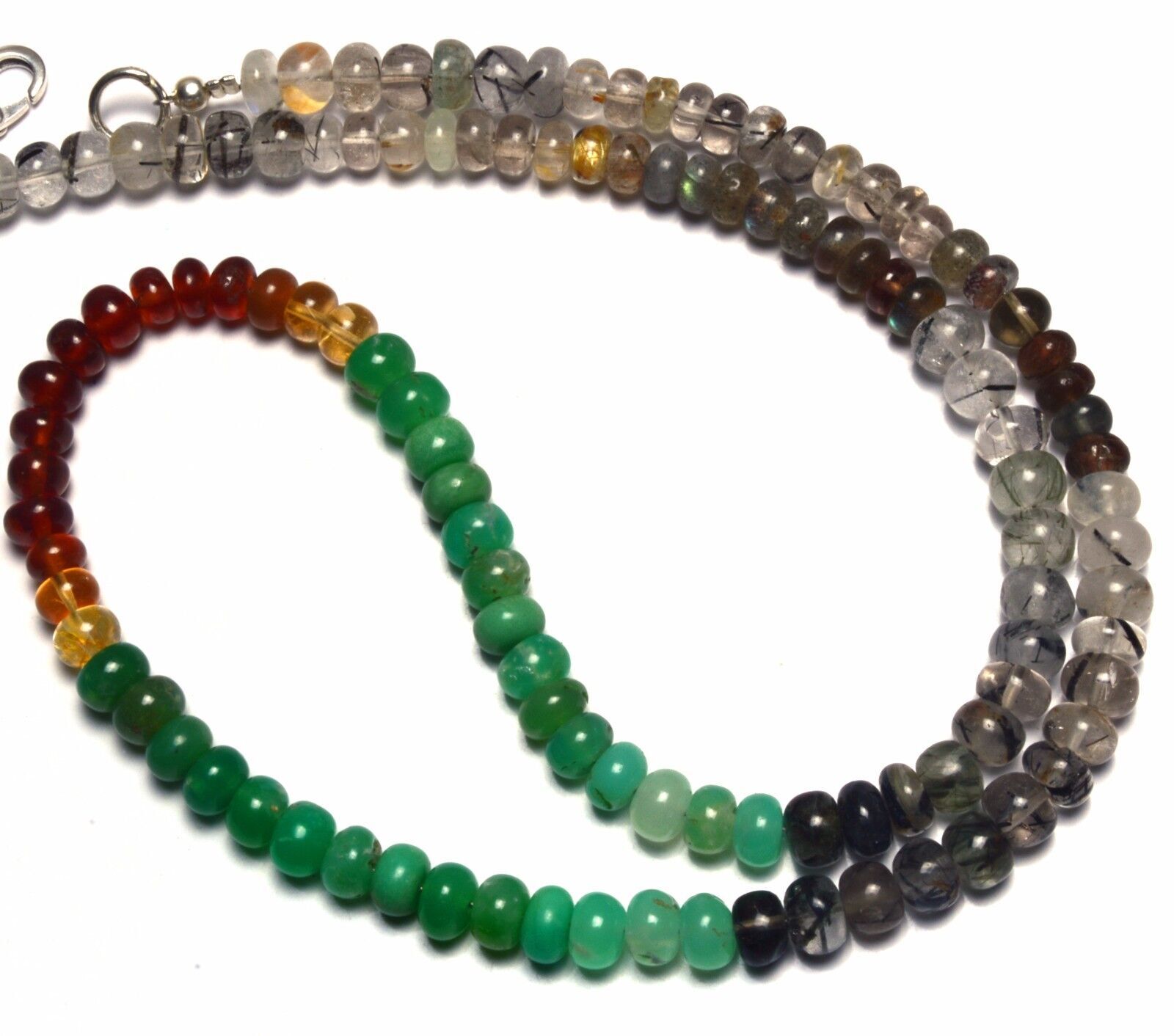 Mix Natural Gemstones 5MM Approx. Rondelle Beads Necklace 17″