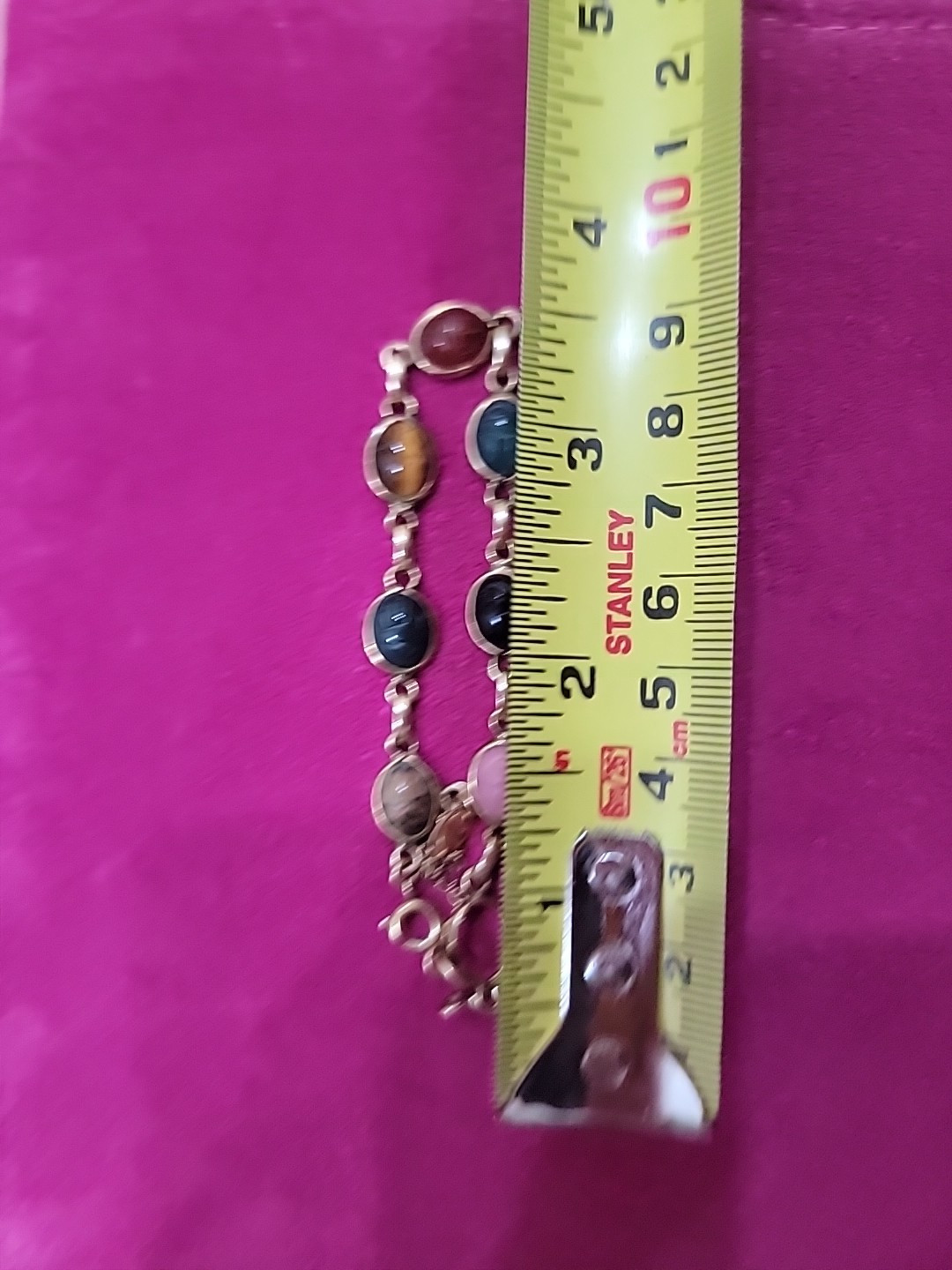 VTG BURT CASSELL 1/20 12k GF Gold Filled Multicolor Gemstone Bracelet /As Is