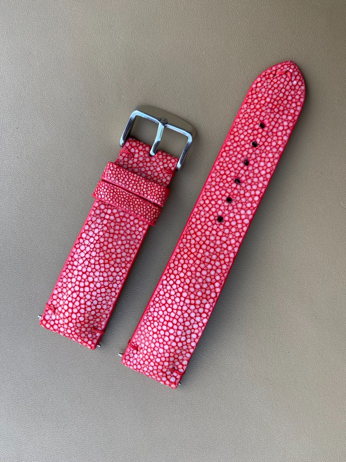 Red Stingray Leather Watch Strap Band, Size 18mm 19mm 20mm 21mm 22mm 24mm 26mm