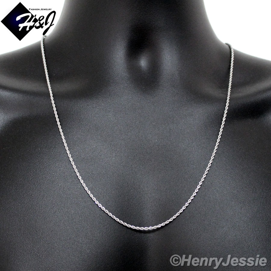 24″MEN WOMEN Stainless Steel 1.5mm Silver Smooth Rope Link Chain Necklace