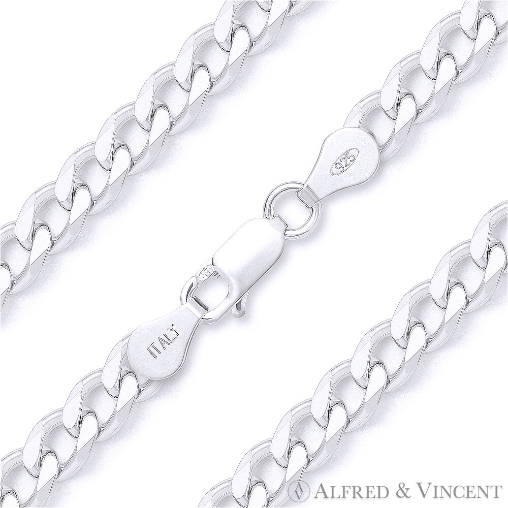 3.7mm Cuban / Curb Link Italian Chain Anklet in Solid .925 Italy Sterling Silver