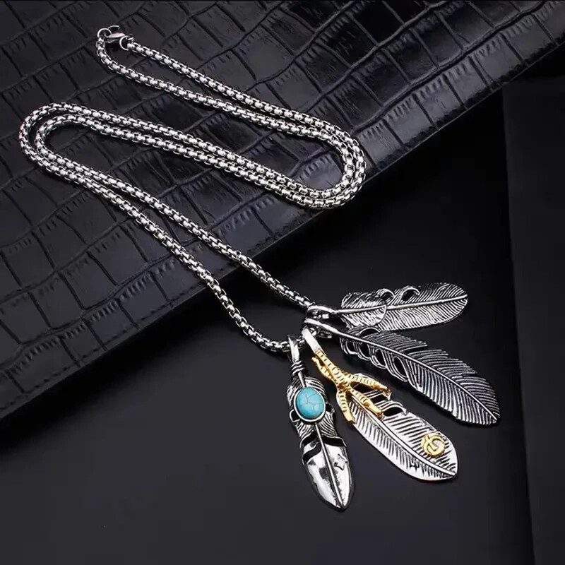 Boho 925 Sterling Silver Eagle Hawk Falcon Feather Claw Fashion Pendant Necklace