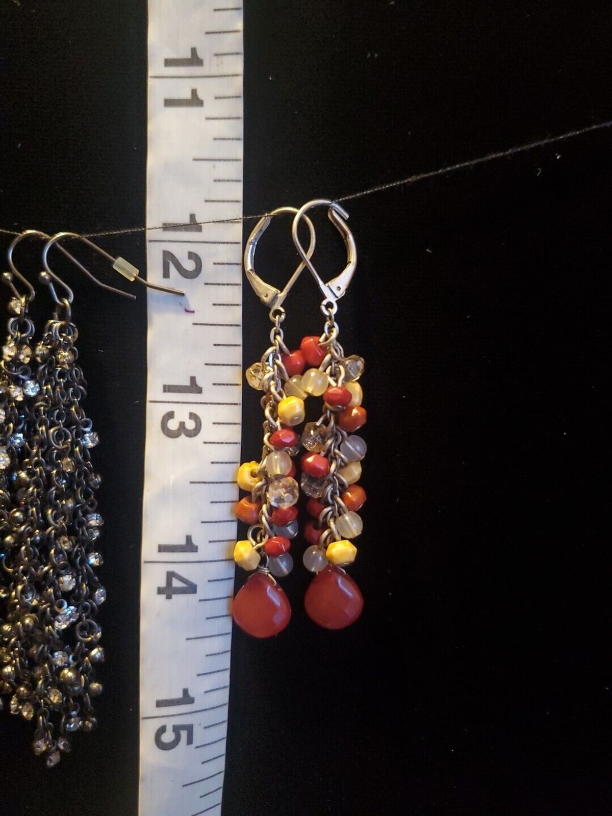 3 Beaded Dangle Drop Earrings Bohemian
