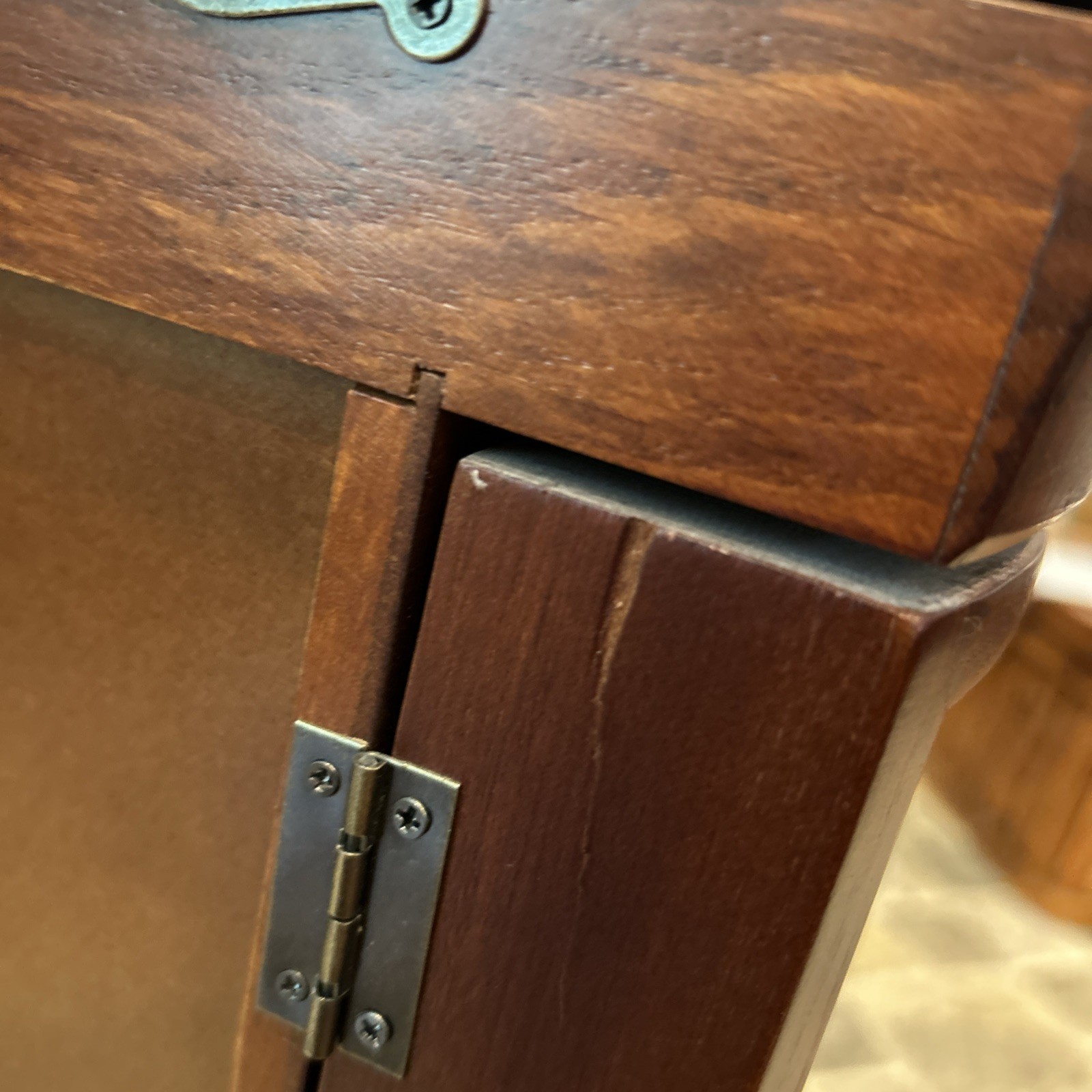 Vintage Solid Wood Jewelry Cabinet – Table Top Armoire 14”x13”x7”