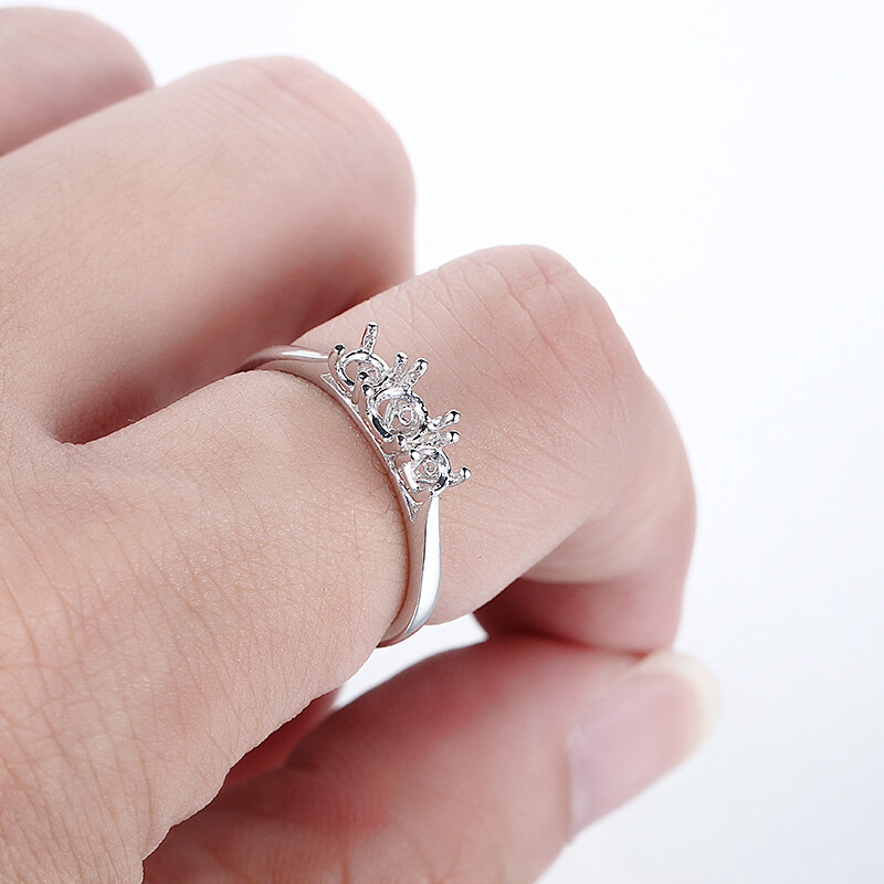 Round 4mm to 4.75mm & 3mm to 3.6mm Semi Mount Ring Solid 10k White Gold Jewelry