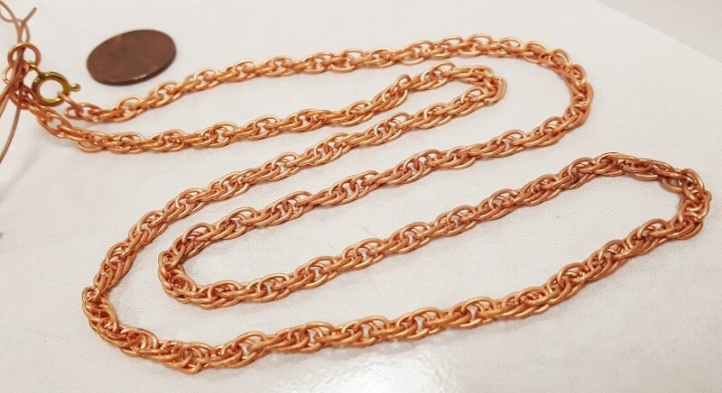 36 PIECES VINTAGE COPPER COATED STEEL 4mm. ROPE CHAIN 24″ NECKLACES CH135