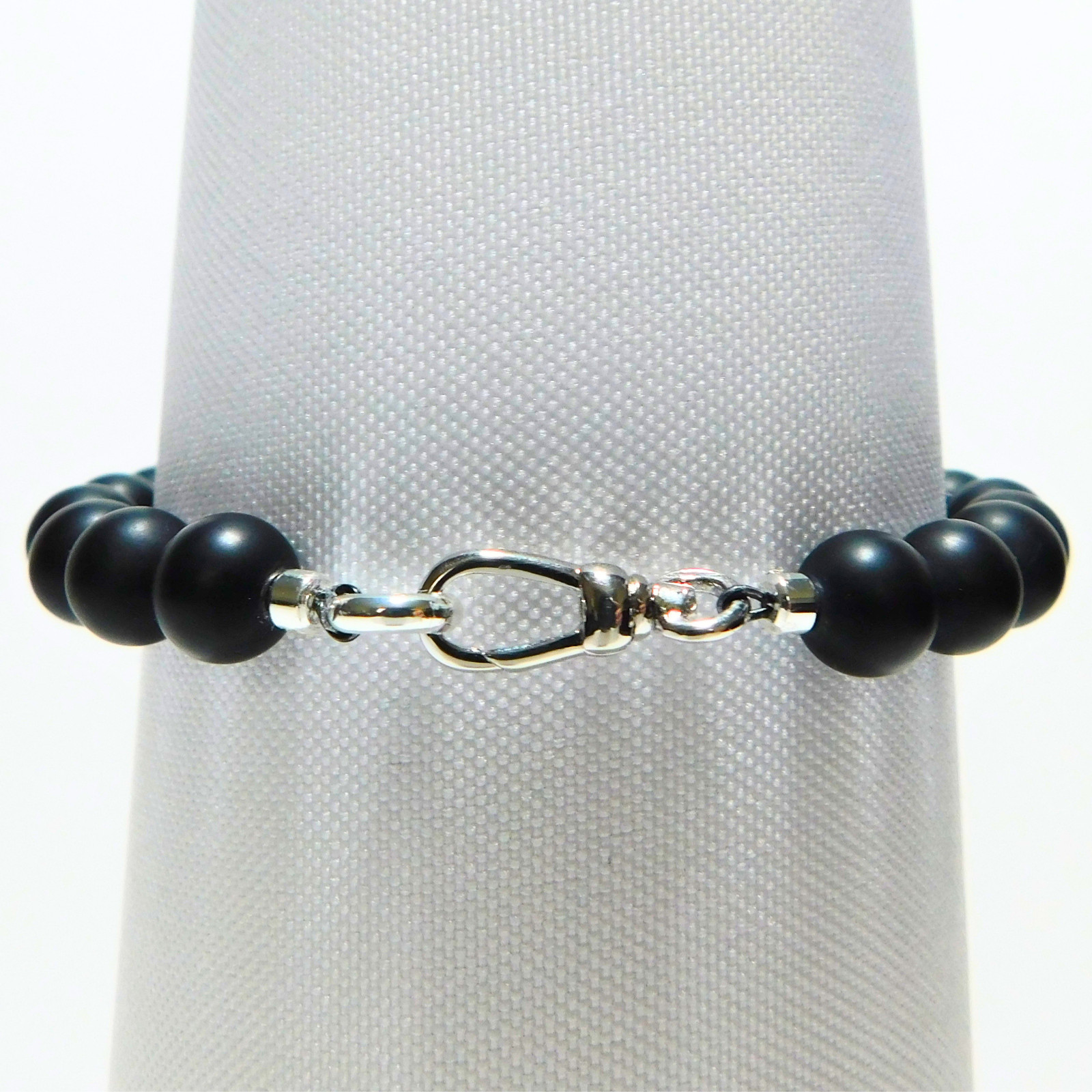 18K White Gold Filled Matte Black Onyx Power Fist Bracelet Protest Jewelry Luxe