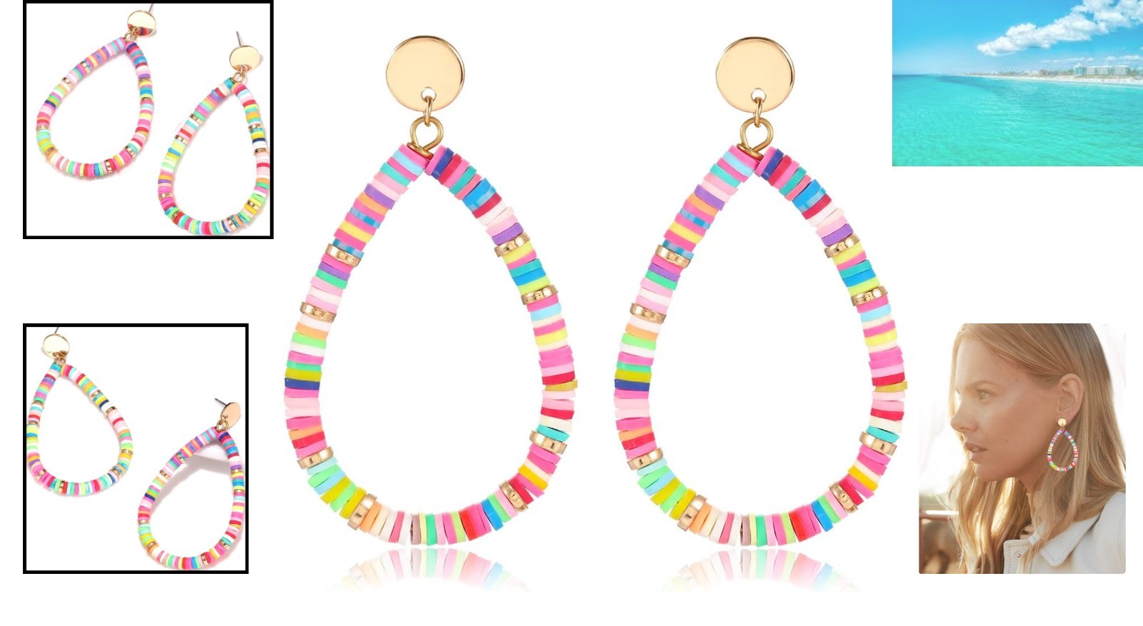 Stylish Heishi Drop Earrings – Colorful Teardrop Dangles for Every Occasion