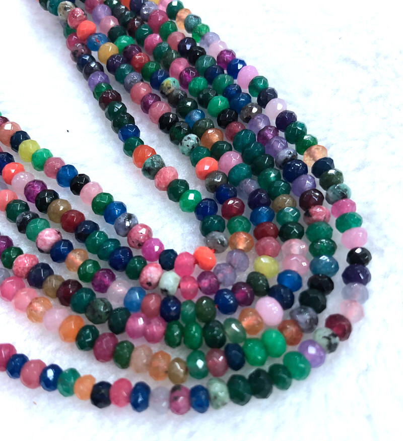 LOT 10pcs 2x4mm Multicolor Faceted abacus Jade Roundelle Gemstone Loose Bead 14″
