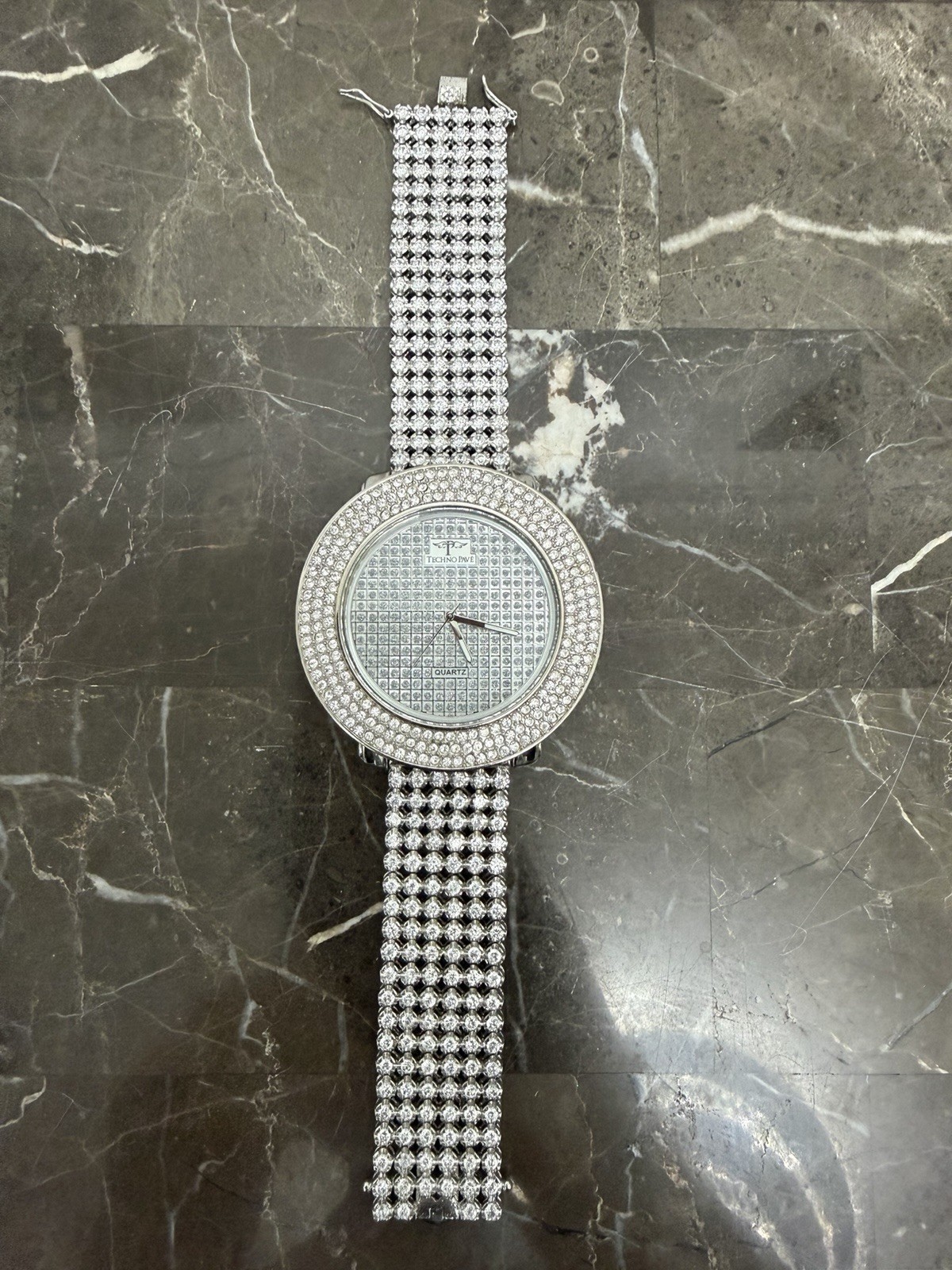 Stainless Steel Techno Pave Iced Out Men’s Watch