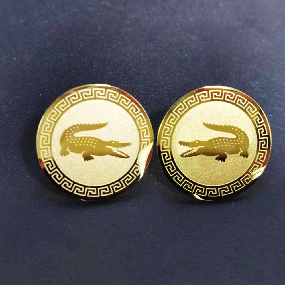 Lacoste Alligator Gold – Plated Metal Stud Earrings, Pair, For Men or Women Croc