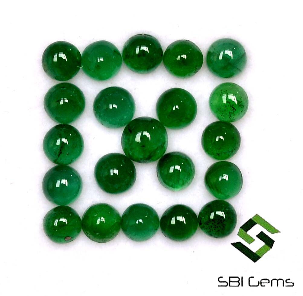3.50 mm Natural Emerald Round Cabochon Lot 23 Pcs 4.77 CTS Loose Gemstones