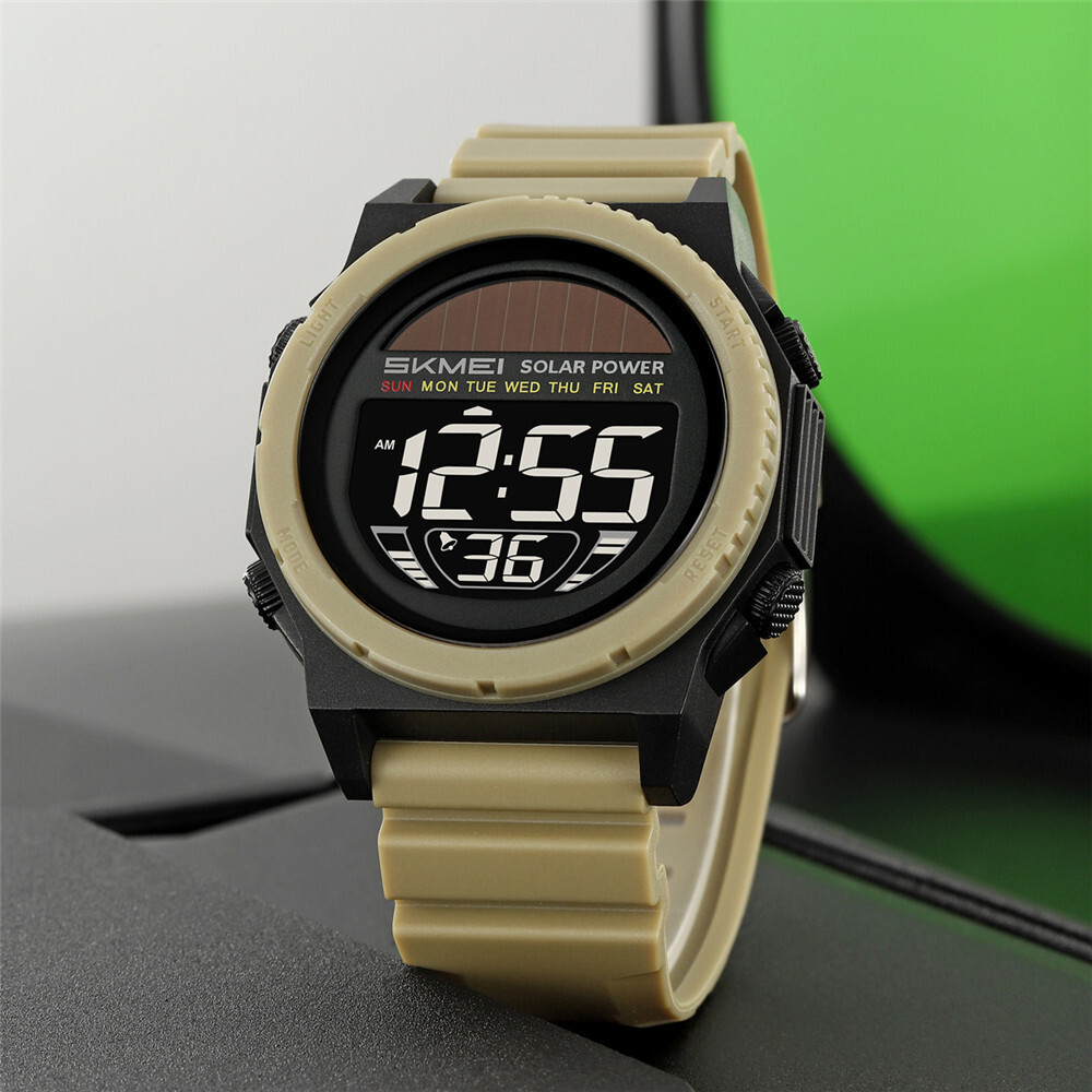 SKMEI Men Sport Watch Solar Power Wristwatch LED Boys Countdown Digital Watches