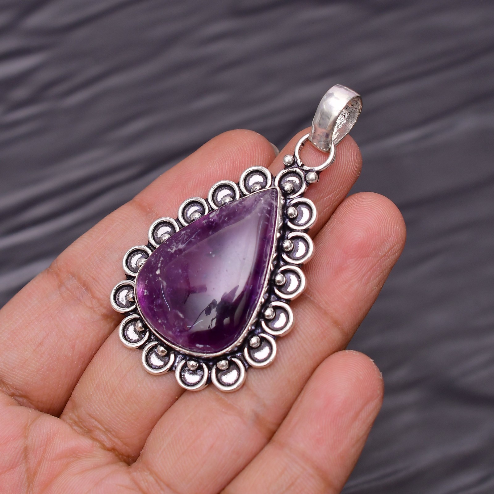 Amethyst Gemstone 925 Sterling Silver Jewelry Pendant 2.24″