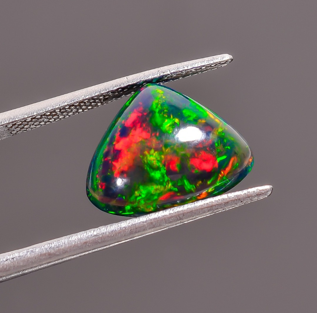 Natural Black Ethiopian Opal Heart Shape Cabochon Loose Gemstone 2.94 Ct 10X13X5
