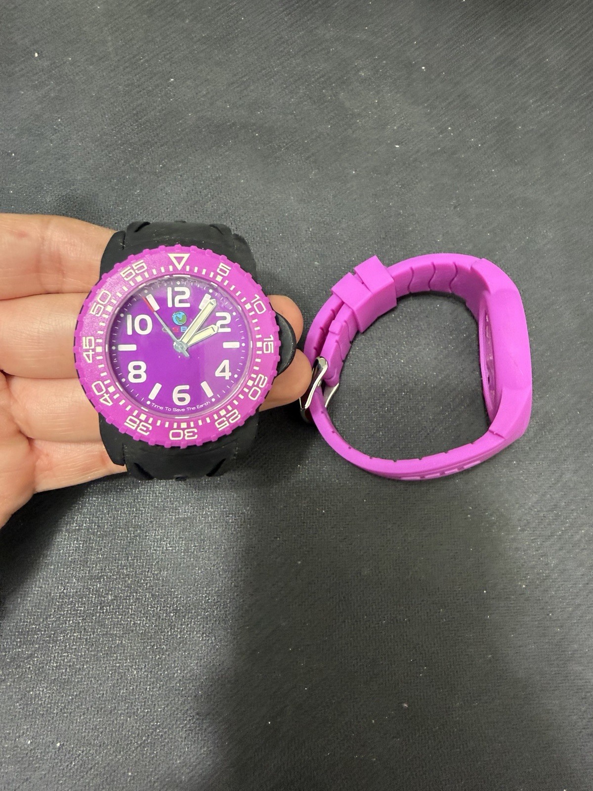 GEBO Time To Save The Earth Watch – 2 Straps Pink & Black – Old Stock