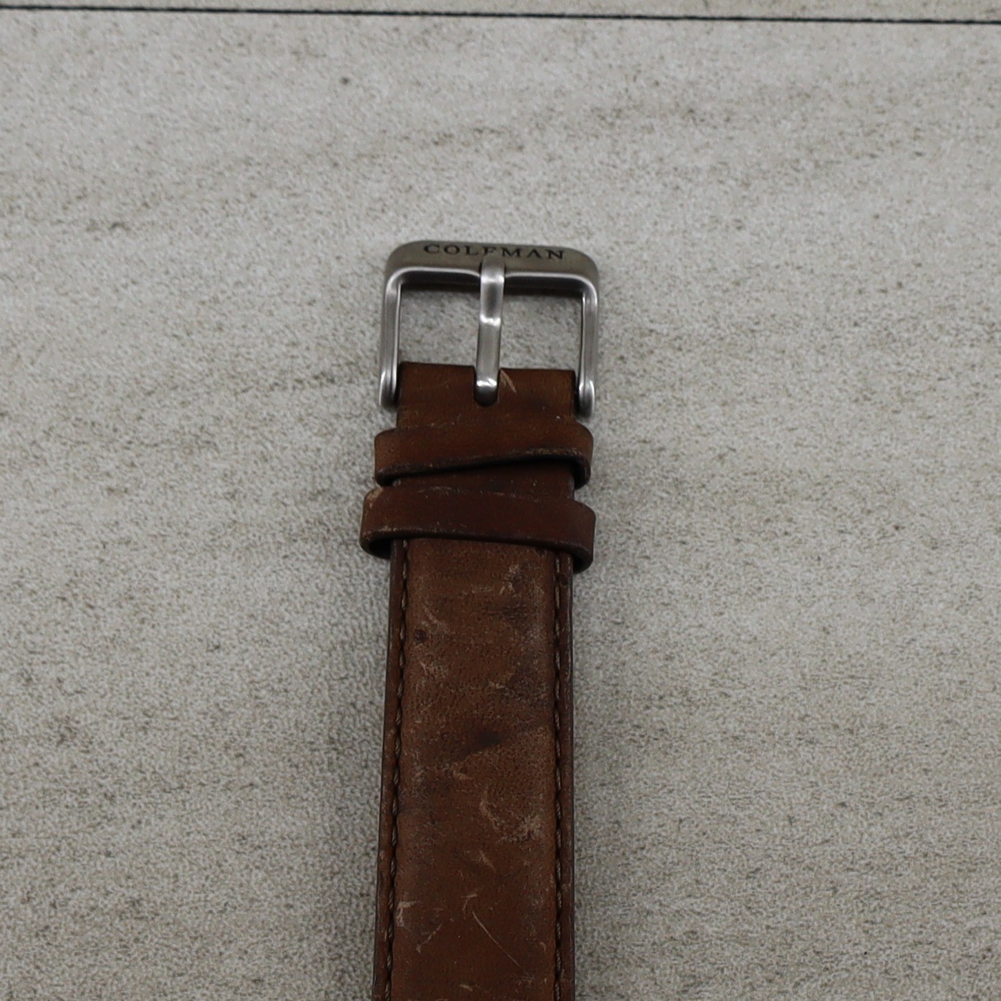 Coleman Watch 40-279 Compass Bezel Leather Band Beige Dial 30M New Battery