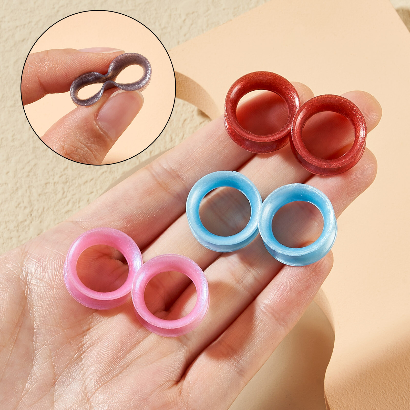 2pcs Silicone Tunnels Ear Gauges Soft Colorful Expander Plugs Double Flared
