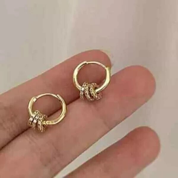 2Ct Round Cut Created Diamond Mini Huggie Hoop Earrings 14k Yellow Gold Plated