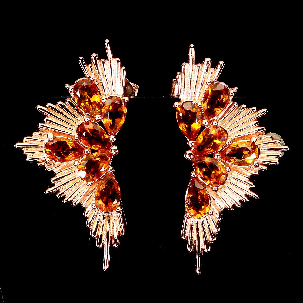925 Sterling Silver Earrings Pear Citrine 5x3mm Natural Gemstone Jewelry