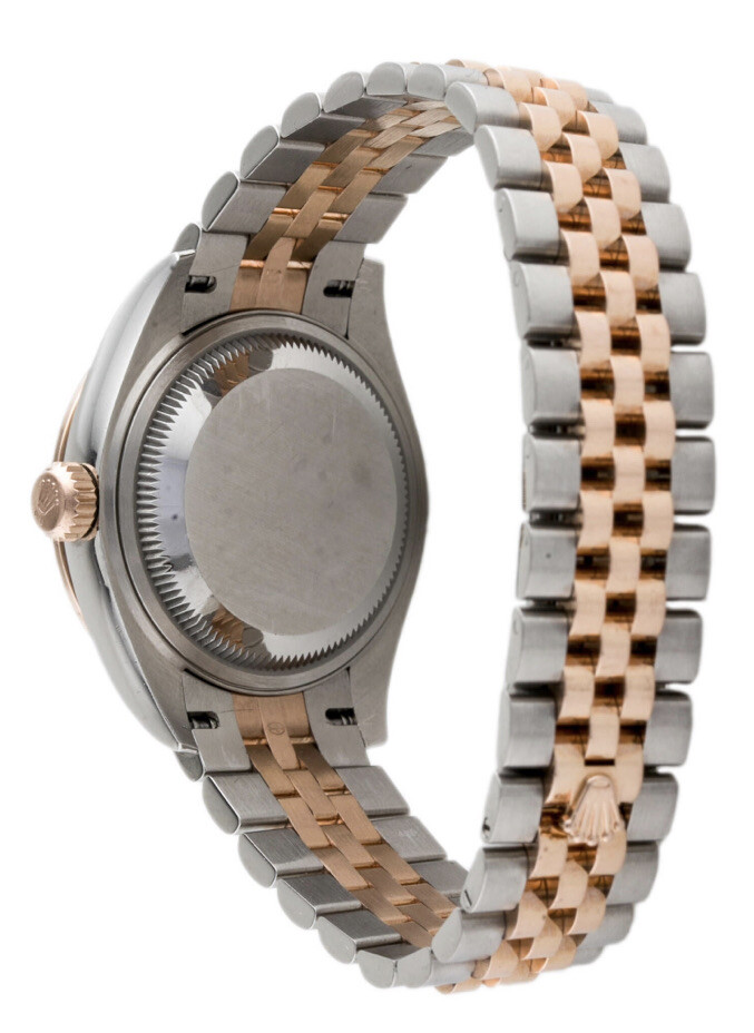 Rolex Lady Datejust 28: Steel&Rose Band, Chocolate Dial, 46 Diamond Bezel