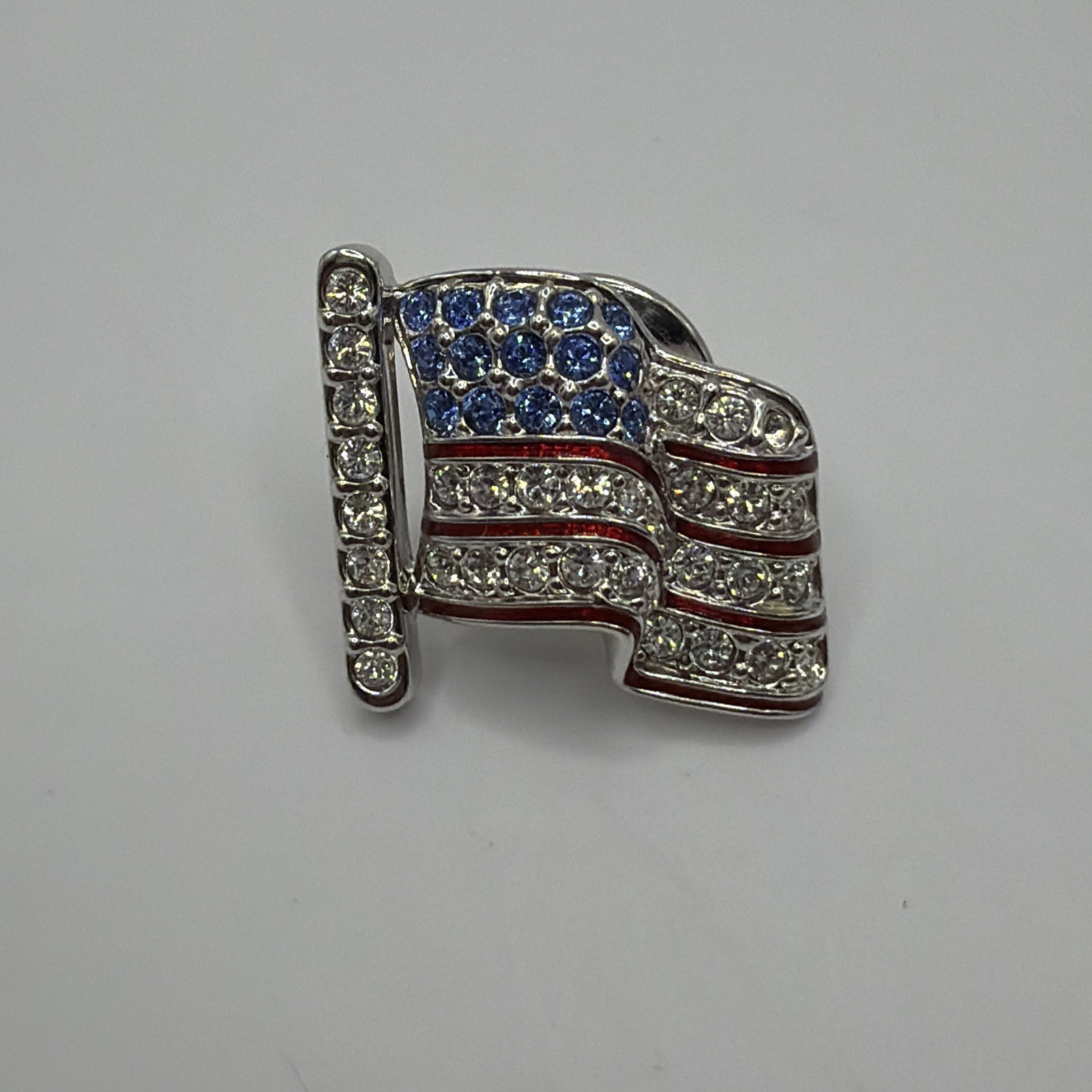 American Flag Swarovski Crystal Pin Brooch Red White And Blue Retired