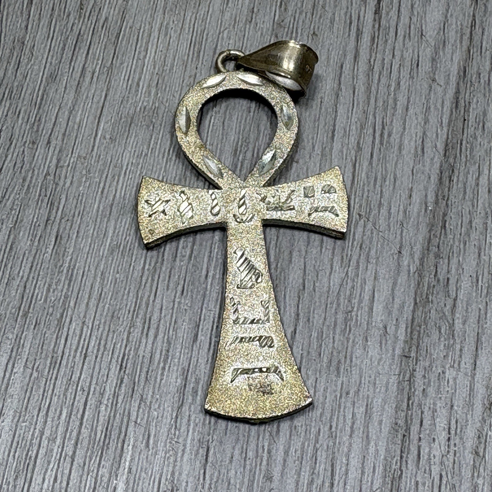 Vintage 925 Sterling Silver Egyptian Ankh Cross Pendant 2.5 Inches 10 Grams