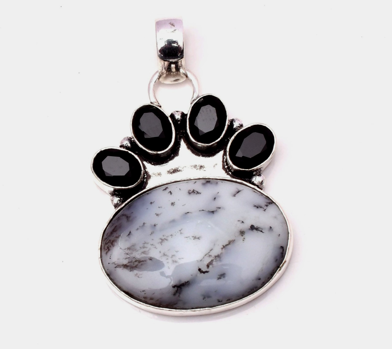 Dendrite Opal Gemstone 925 Sterling Silver Jewelry Pendant 1.77″