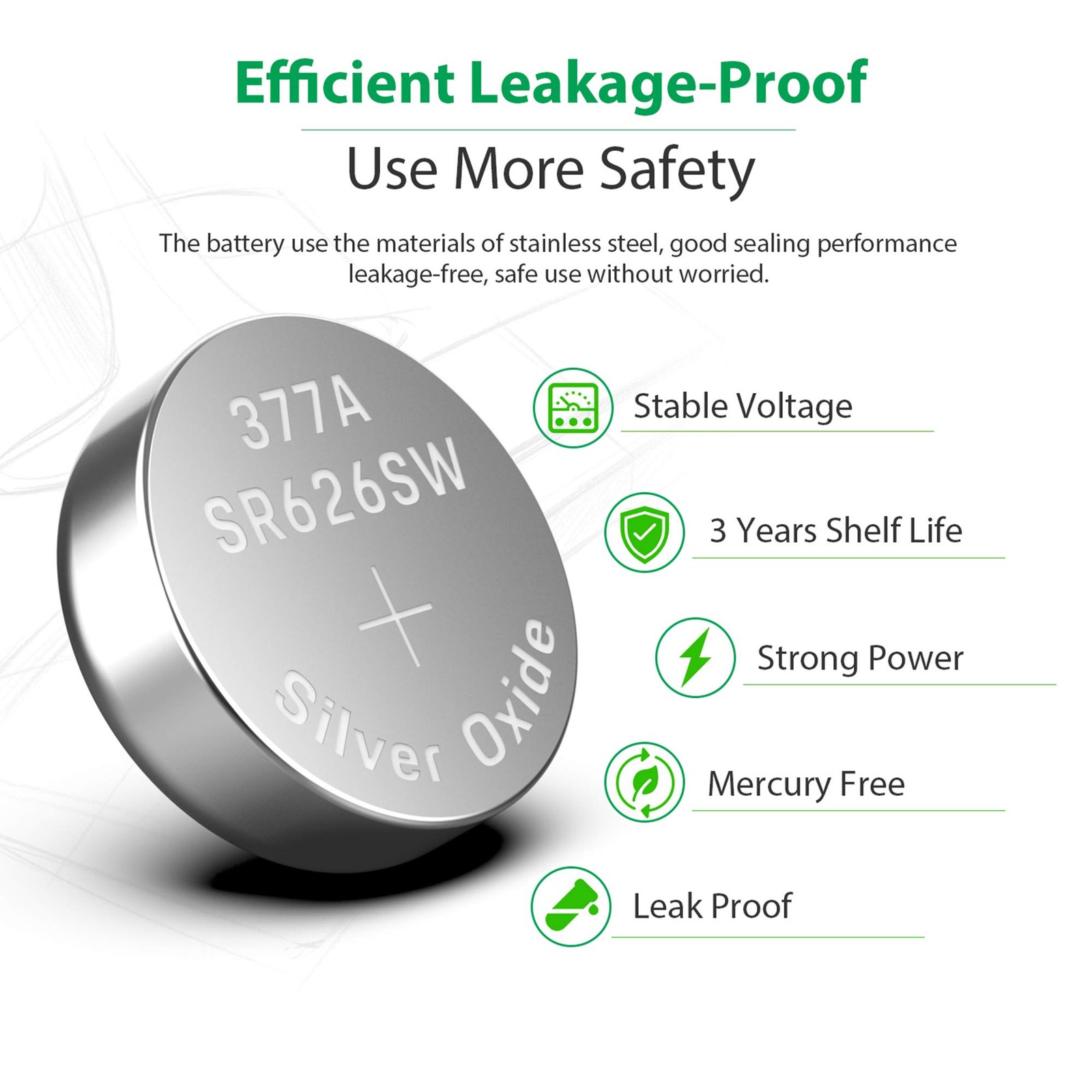 LiCB 10 Pack SR626SW 377 Watch Battery,Long-Lasting & Leak-Proof,High 10