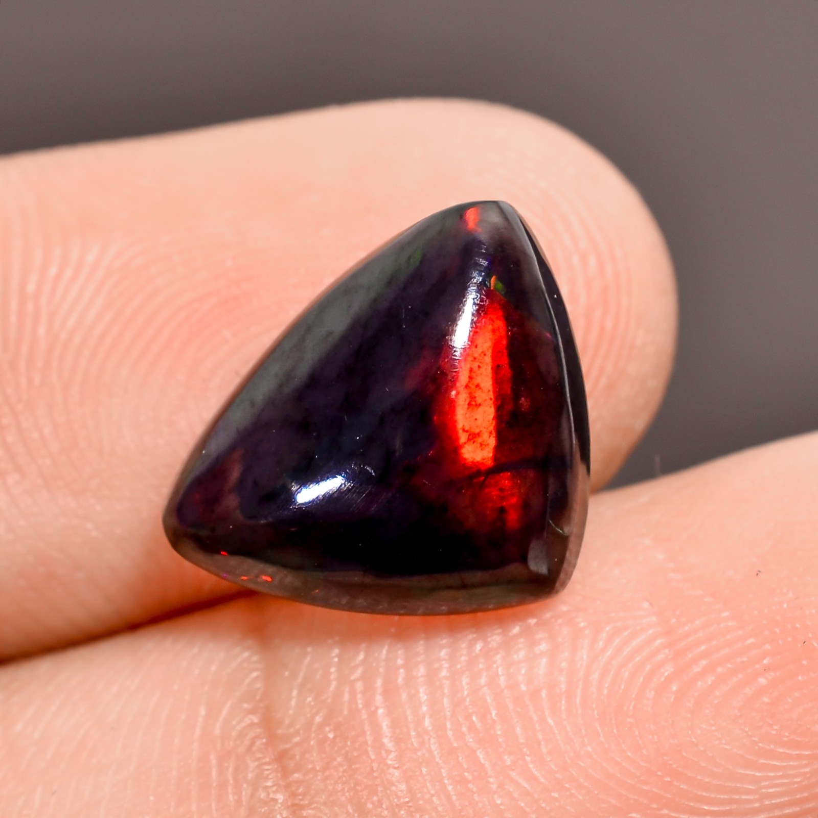 2.5 Cts Natural Black Ethipion Opal Triangle Shape Cabochon Gemstone 14X10X5 mm