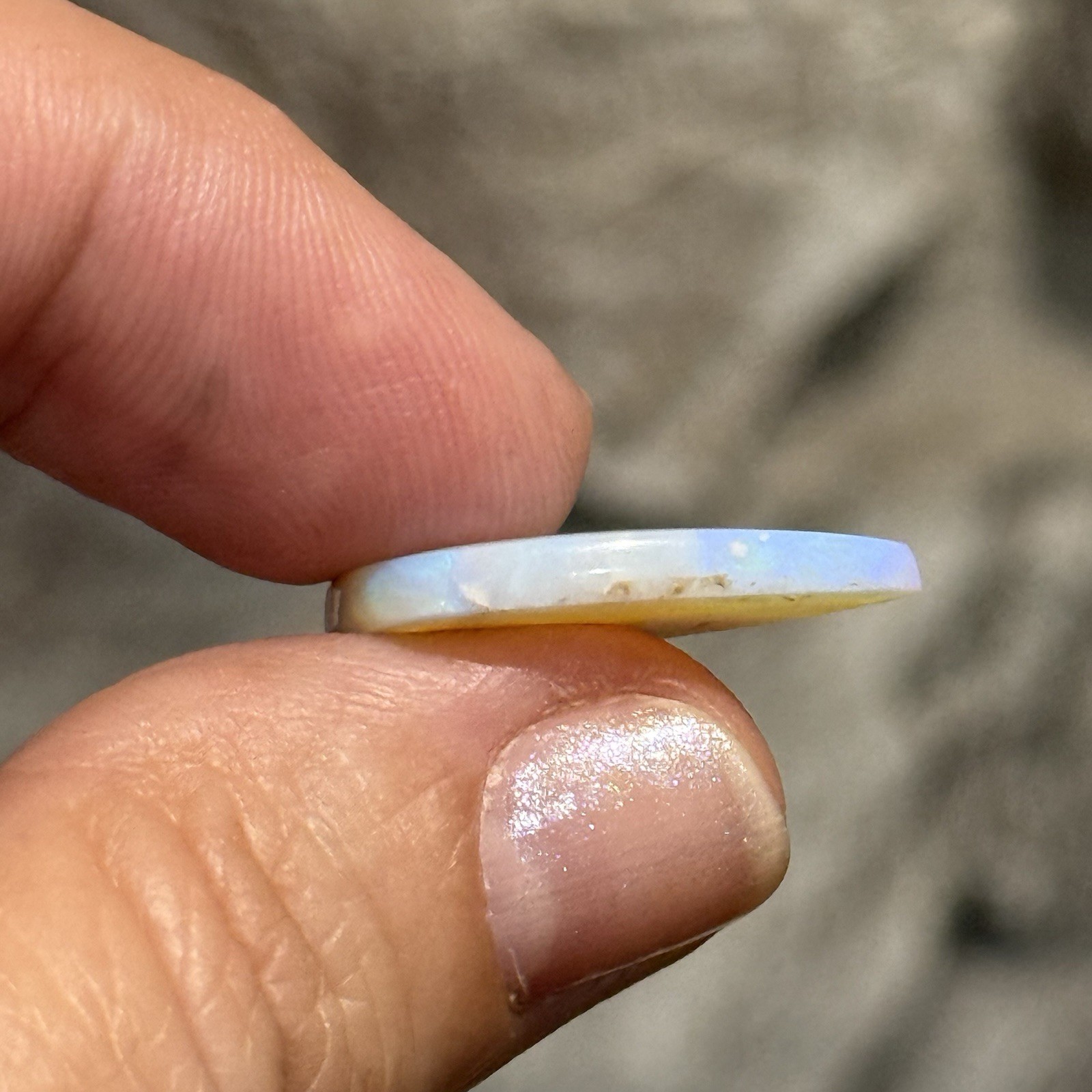 7.7ct 23.4×14.9×3.4mm Crystal Pipe Solid Australian Opal Drop Cabochon