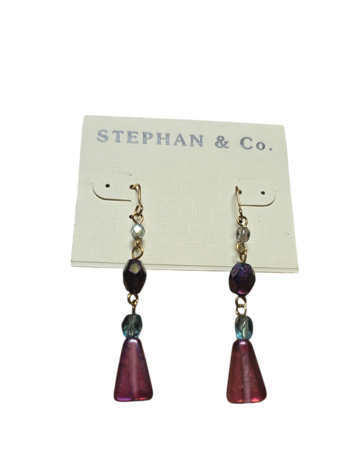 Stephan & Co Women’s Gold Plated Purple Blue Hook Earrings