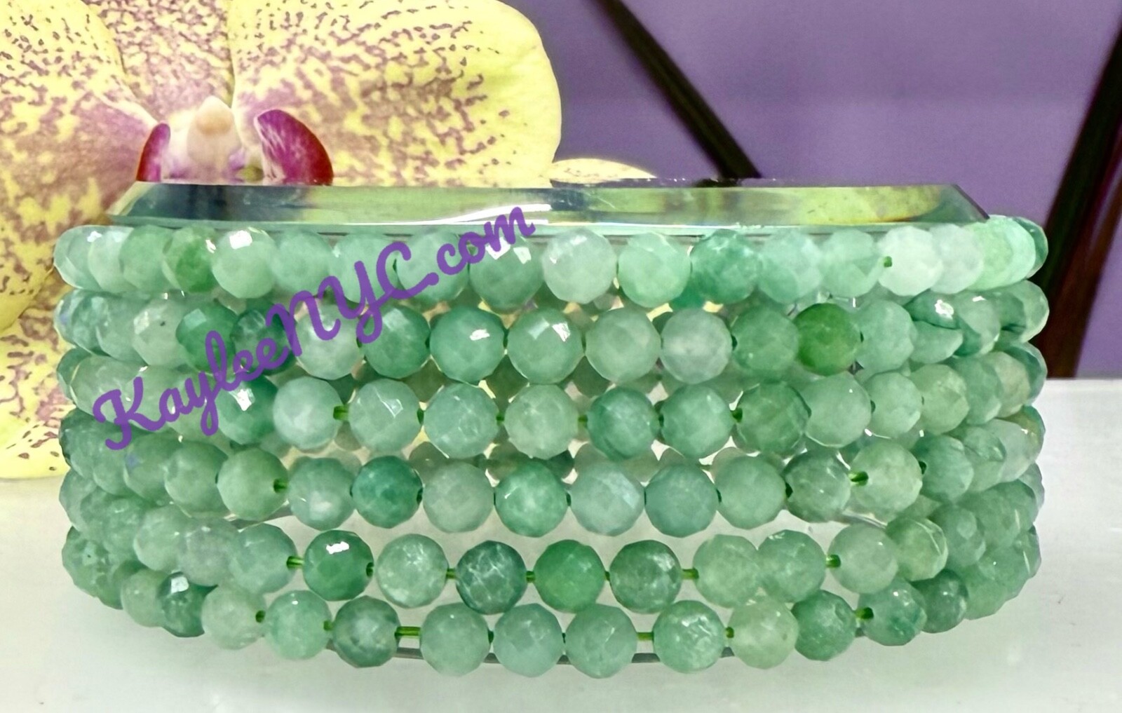 Wholesale 6 Pcs Natural Burma Jade Jadeite 4mm Faceted Crystal Stretch Bracelet
