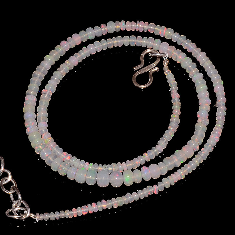 30 Crt 2.5to4.5 MM Ethiopian Opal Rondelle Beautiful Beads Necklace OBI2386