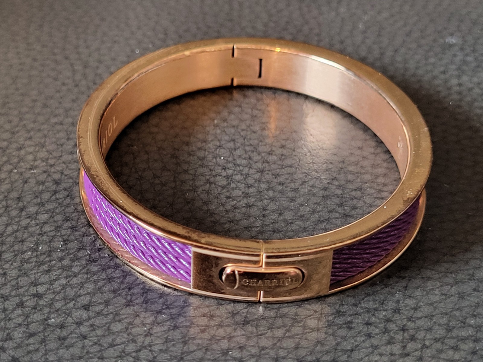Charriol Forever Colors Plum Hinged Bangle Bracelet. With Box. Size L