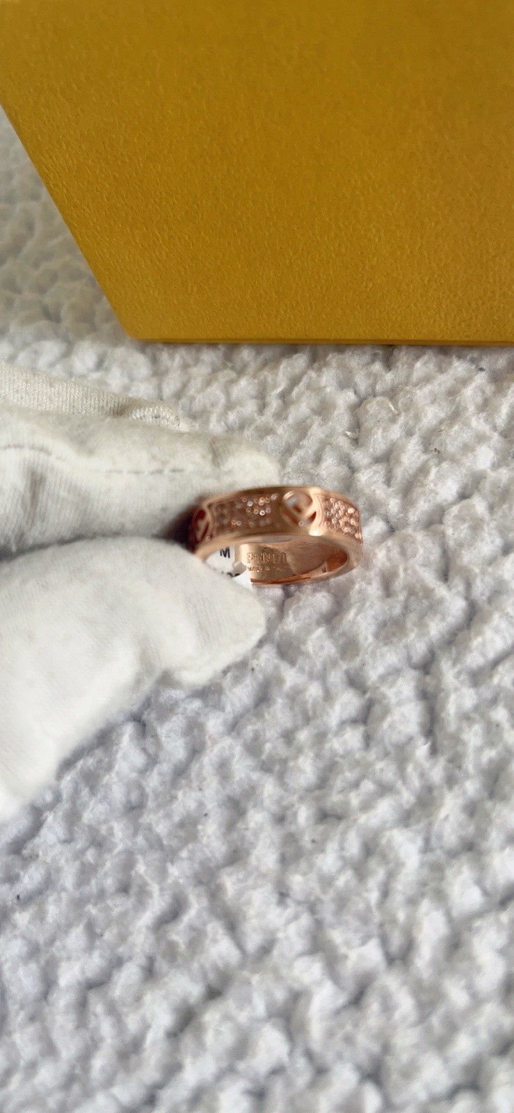 Fendi F Is Fendi Ring Crystal in Rose Size Medium/ M