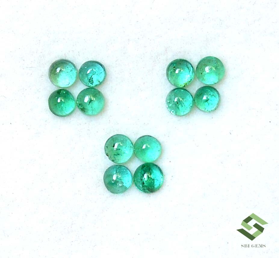 3 mm Natural Emerald Round Cabochon Lot 12 Pcs 1.87 CTS Untreated Loose Gemstone