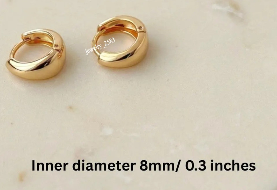 8mm / 0.3″ Unisex Kids Daily Wear Solid Metal Huggie Hoop Earrings 925 Silver